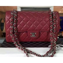 Chanel 2.55 Series Flap Bag Burgundy Cannage Pattern Leather CF8024 Silver JK237rf34