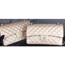 Chanel 2.55 Series Flap Bag Champagne Cavier Leather A05480 Silver JK661Mn81