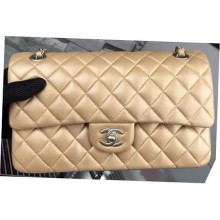 Chanel 2.55 Series Flap Bag Gold Sheepskin Leather A06375 Silver JK650va68