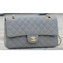 Chanel 2.55 Series Flap Bag Grey Cannage Pattern A1112 Gold JK571vj67