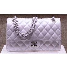 Chanel 2.55 Series Flap Bag Silver Original Caviar Leather A1112 Silver JK363jo45