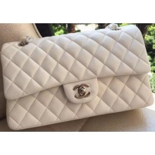 Chanel 2.55 Series Flap Bag White Original Leather A01112 Silver JK671Jz48