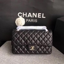 Chanel 2.55 Series Flap Bags Black Original Deerskin A1112 Silver JK5642Lp50