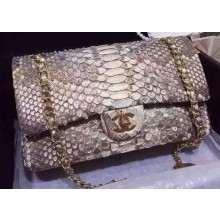 Chanel 2.55 Series Flap Bags Gray Original Python Leather A1112SA Gold JK390Gh26