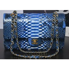 Chanel 2.55 Series Flap Bags Light Blue Original Python Leather A1112SA Gold JK380Ea63