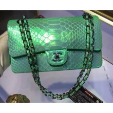 Chanel 2.55 Series Flap Bags Original Snake Leather A1112 Green JK59pA42