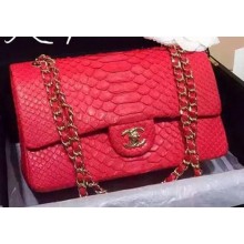 Chanel 2.55 Series Flap Bags Red Original Python Leather A1112SA Gold JK388wn15