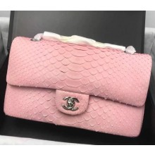 Chanel 2.55 Series Flap Bags Sakura Pink Original Python Leather A1112SA Silver JK2562ki86