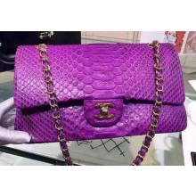 Chanel 2.55 Series Flap Bags Violet Pink Original Python Leather A1112SA Gold JK371fJ40