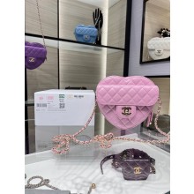 Chanel 2022S Love Heart Original Lambskin Crossbody Chain Bag AS3191Y Pink JK2522lk46