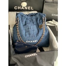 CHANEL 22 HANDBAG Denim AS3262 blue&white JK2273uT54