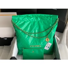 CHANEL 22 HANDBAG Shiny Calfskin & Gold-Tone Metal AS3262 green JK2395vX95