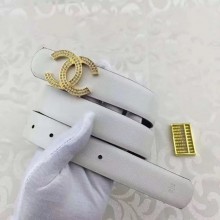 Chanel 30mm Leather Belt CH5235 White JK690Rc99