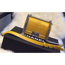 Chanel Boy Flap Shoulder Bag Python Leather A66094 Yellow JK617OG45