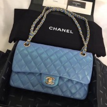 Chanel Calfskin & Gold-Tone Metal A01112 blue JK4633FT35