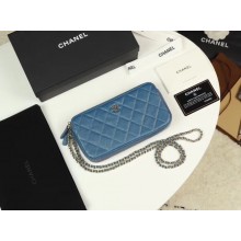 Chanel Calfskin & Gold-Tone Metal A82527 blue JK4629dw37