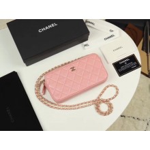 Chanel Calfskin & Gold-Tone Metal A82527 pink JK4631zS17