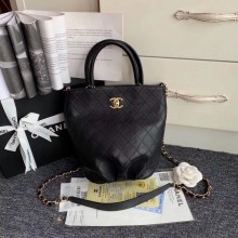 Chanel Calfskin & gold-Tone Metal S0657 black JK4736Yo25