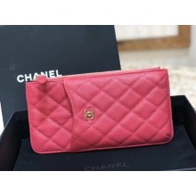 Chanel Calfskin Leather Card packet & Gold-Tone Metal A81598 pink JK1184iZ66