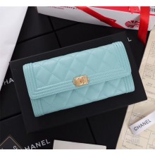 Chanel Calfskin Leather & Gold-Tone Metal A80286 sky blue JK1255Kf26