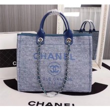 Chanel Canvas Tote Shopping Bag 8099 blue JK5049EC68