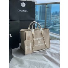 Chanel Canvas Tote Shopping Bag B66941 light gray JK2285hI90