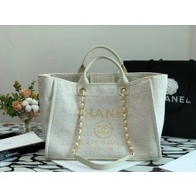 Chanel Canvas Tote Shopping Bag B66941 white JK3027vK93