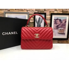 Chanel CC original lambskin top handle flap bag V92236 red&Gold-Tone Metal JK4676DI37