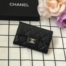 Chanel Classic Card Holder A31504 black Silver-Tone Metal JK1416UM91