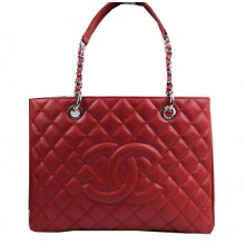 Chanel Classic Coco Bag Red GST Caviar Leather A50995 Silver JK1004Bw85