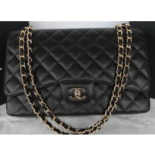 Chanel Classic Flap Bag Black Original Cannage Pattern CFA1116 Gold JK454iZ66