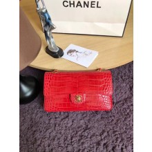 Chanel Classic Flap Bag Original Alligator & Gold-Tone Metal A01112 Cherry JK4386hk64