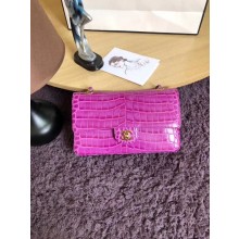 Chanel Classic Flap Bag Original Alligator & Gold-Tone Metal A01112 Lavender JK4387ki86