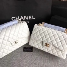 Chanel Classic Flap Bag Original Leather A1113 White JK5556yC28