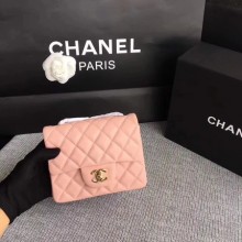 Chanel Classic Flap Bag original Sheepskin Leather 1115 pink gold chain JK5299aM39