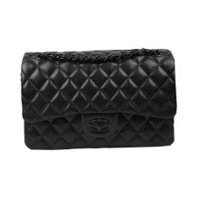 Chanel Classic Flap Bag Original Sheepskin Leather A1113 Black JK864io33