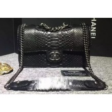 Chanel Classic Flap Bag Original Snake Leather A60141 Black JK101lU52