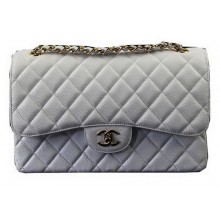 Chanel Classic Flap Bag White Cannage Pattern CF1113 Gold JK969iv85