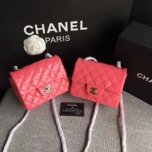 Chanel Classic Flap mini Bag Original Leather A1115 Pink JK5541Oq54