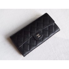 Chanel Classic Flap Wallet A31506 black silver-Tone Metal JK1396vK93