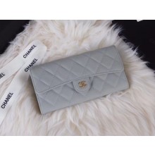 Chanel Classic Flap Wallet A31506 grey Gold-Tone Metal JK1395oK58