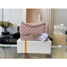 Chanel classic handbag Grained Calfskin&silver Metal 01112 Cherry Blossom powder JK2660sY95