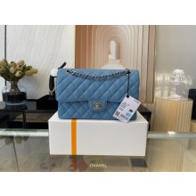 Chanel classic handbag Grained Calfskin&silver Metal 01112 sky blue JK2654bW68