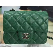 Chanel Classic MINI Flap Bag Cannage Pattern Leather A8171 Green JK321UM91