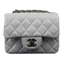 Chanel Classic MINI Flap Bag OffWhite Original Sheep Leather CF1115 Silver JK948uk46