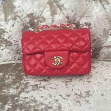 Chanel Classic MINI Flap Bag Sheepskin Leather A1115 Red JK831lU52