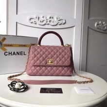 Chanel Classic Red Top Handle Bag Original Leather A92215 pink JK5230tQ92