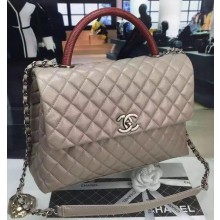 Chanel Classic Top Flap Bag Original Leather A98080 Grey JK225tg76