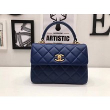 Chanel Classic Top Handle Bag Sheepskin Leather CHA2371 Blue JK5365pk20