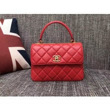 Chanel Classic Top Handle Bag Sheepskin Leather CHA2371 Red JK5366MO84